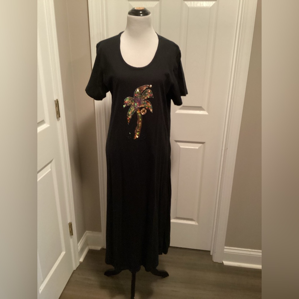 Desert Jems Large Modest Black MIDI Palm Tree Beach Resort Tiny Flaw